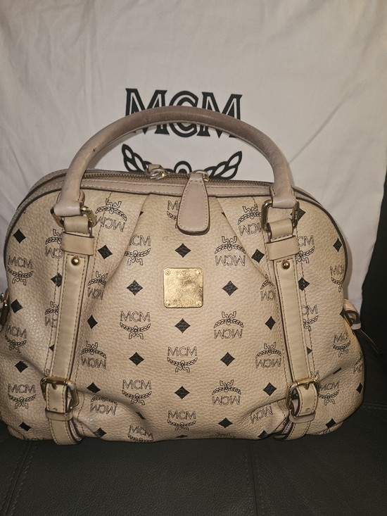 MCM Handbags - MCM Beige Logo Satchel